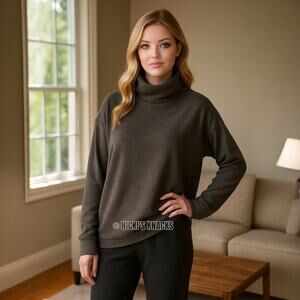 Varley Gray Rainer Brushed Rib Turtleneck Pullover Sweater Soft Jumper Size L